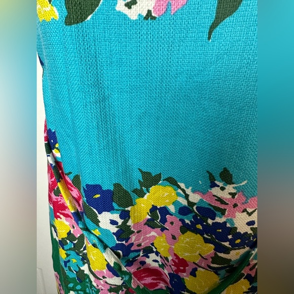 TALBOTS Springtime Garden Party Shift Sheath Dress Floral Vibrant Belted Green - Picture 10 of 14